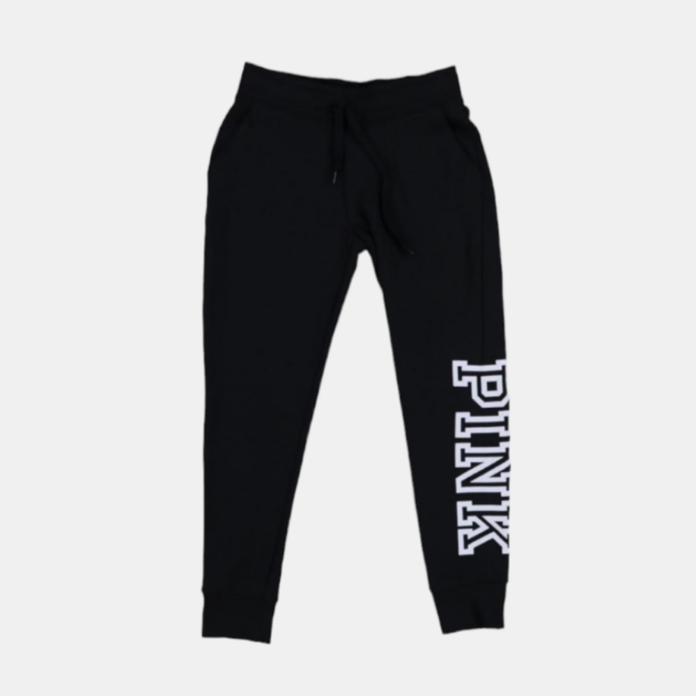 PINK Victoria's Secret Black Skinny Jogger, Sweatpants with Logo Letters NEW